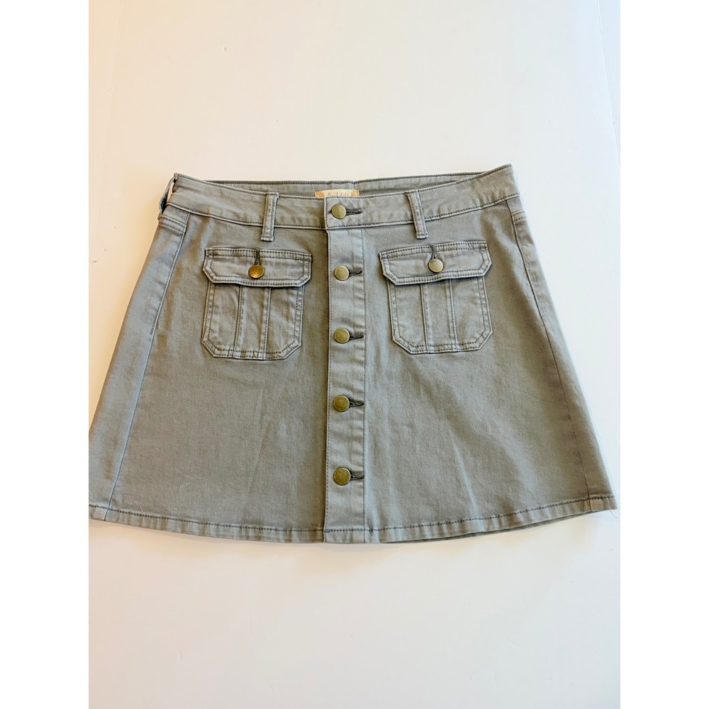 Altar'd State Sage Green Button Front Mini Skirt Cargo Pockets Small